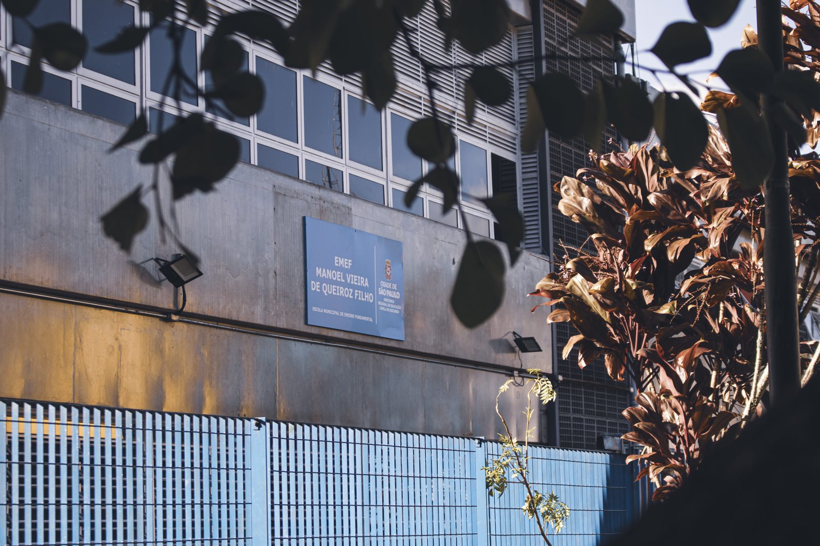 Fachada da EMEF Manoel Vieira de Queiroz Filho, no CEU Parelheiros (Extremo Sul de São Paulo)