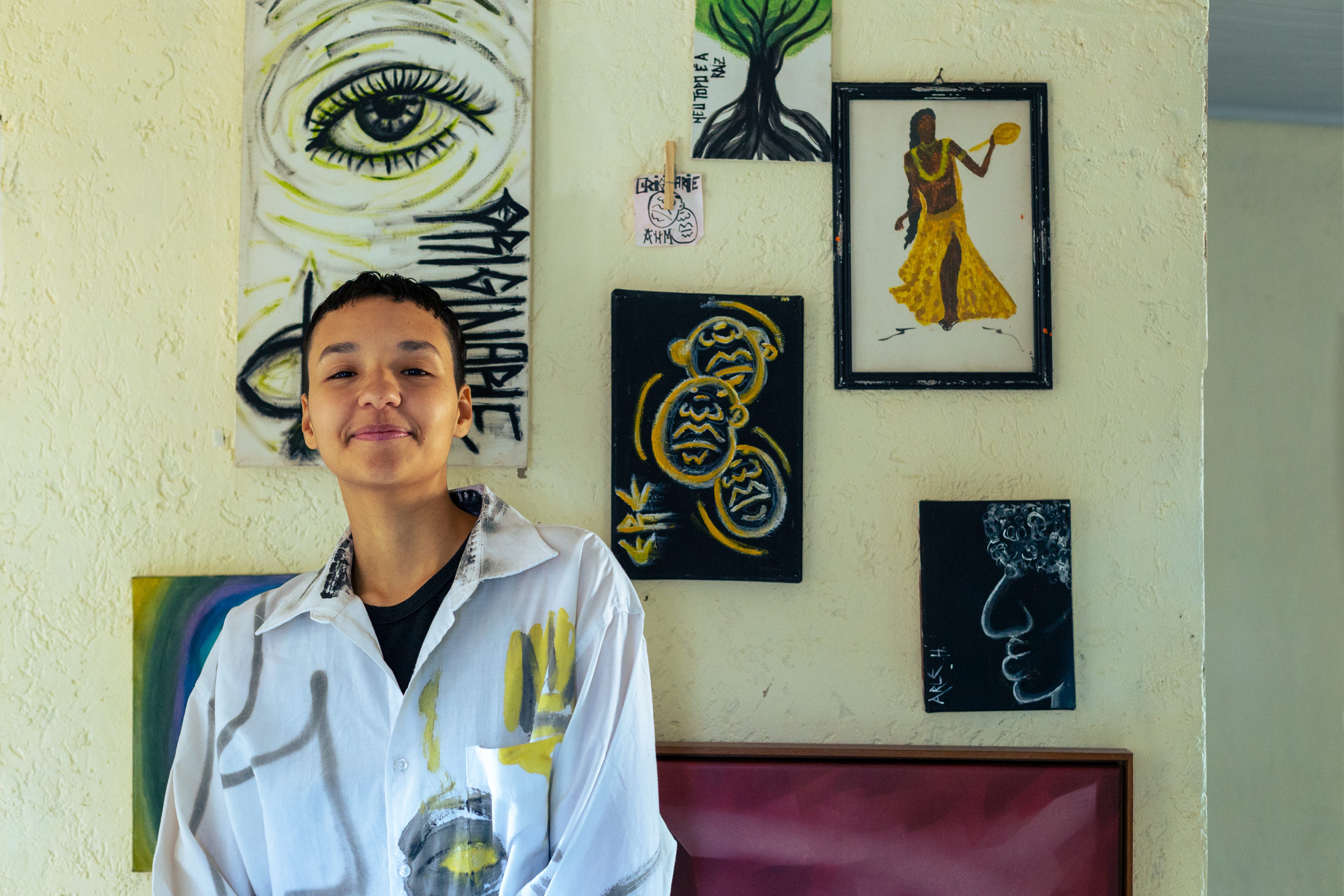 Arle é um artista de 22 anos, natural de Cariacica (ES). O pai de Niare, de 10 meses, é morador do Grajaú e está em São Paulo há 3 anos.