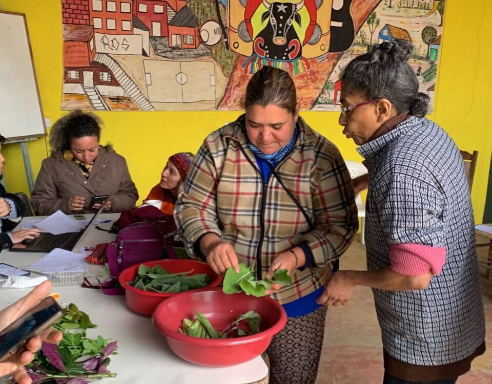 Da esquerda pra direita: Vitória Viana, Tati Candeia, Dona Estelita e Mara Alves, Espaço de Cultura Candearte, na aula da Escola Feminista Abya Yala (arquivo pessoal)