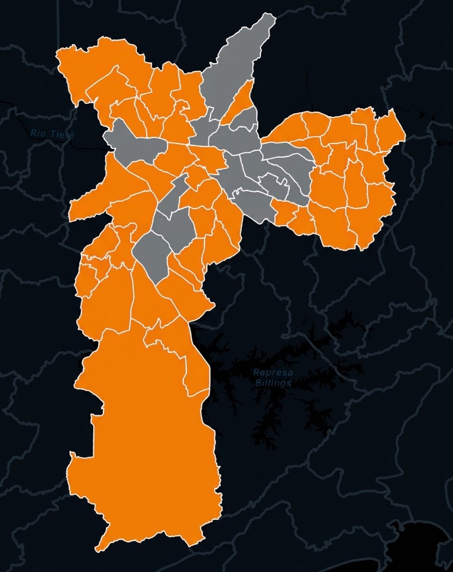 Resultado por zona eleitoral da cidade de São Paulo: quanto mais laranja, maior a proporção em votos para Lula