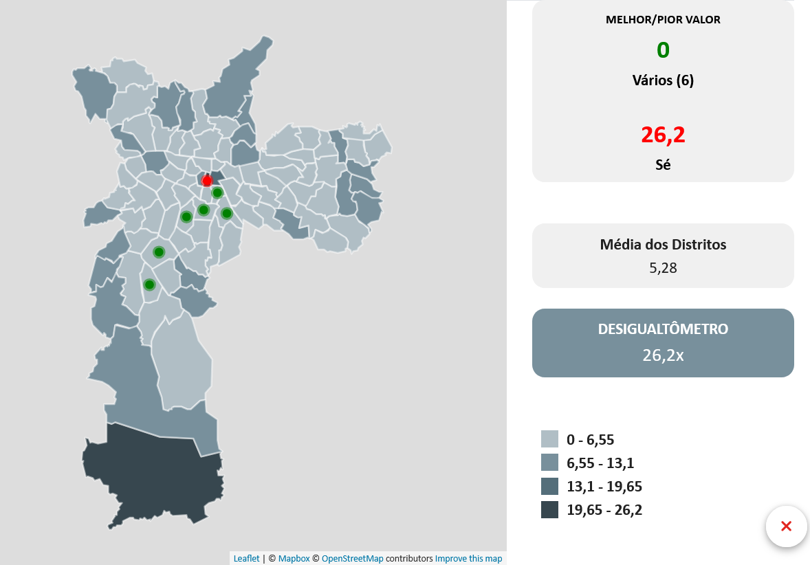 Taxa de homicídios nos distritos de São Paulo (reprodução MDSP)